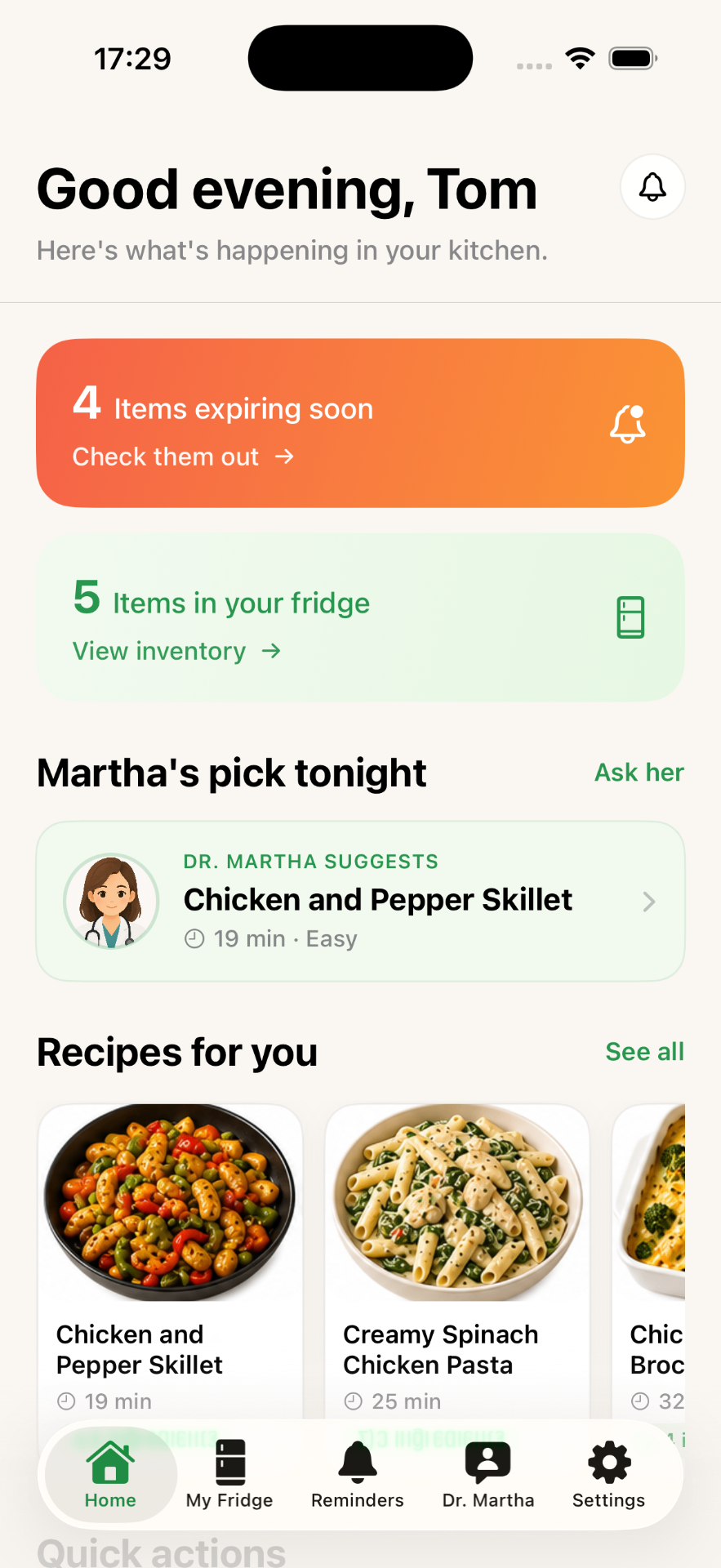 Freshli home screen